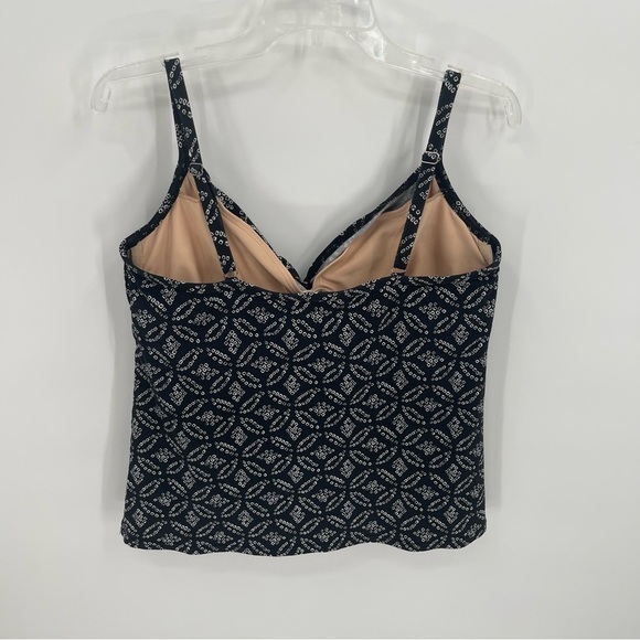 Lands' End V-Neck Twist Front Underwire Top Tankini Black Geometric Size 16 - Picture 5 of 7